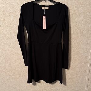 Elegant Black Long Sleeve Dress
